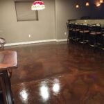Acid Stained Basement Floor With Caramel And Amber