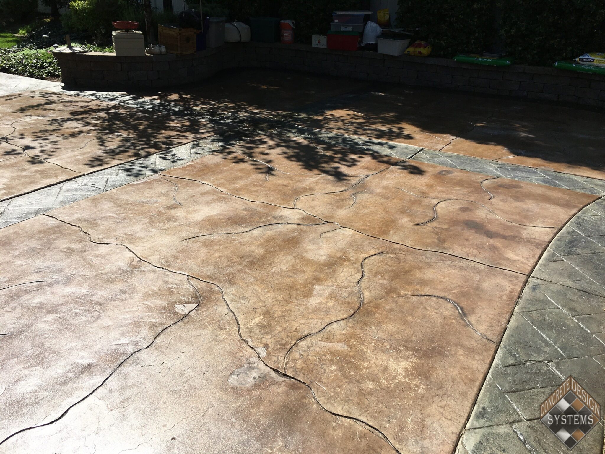 Acid Stained Patio With Crack Pattern
