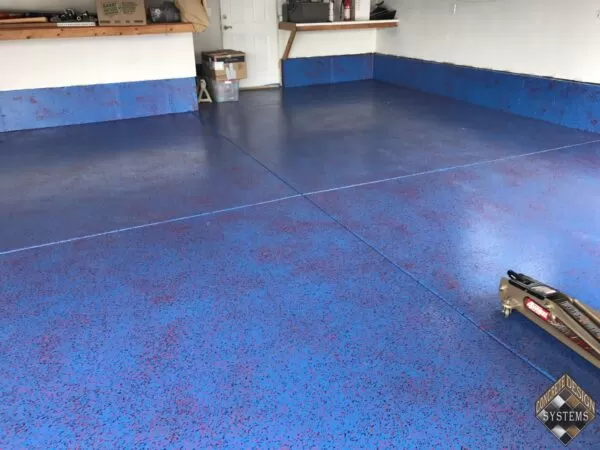 Bright Blue Epoxy With Black & Red Chips Service