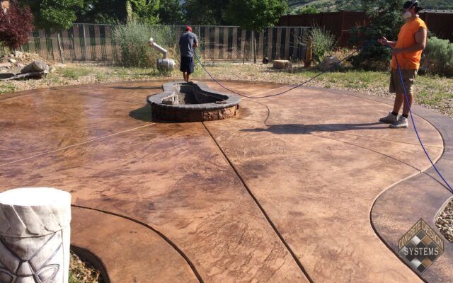 Stamped Concrete Stripped Sealed With LifeTime