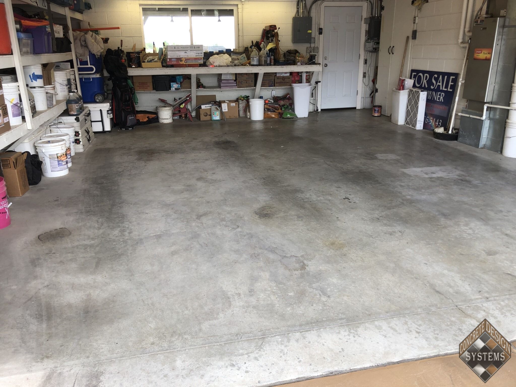 Acid Stained Garage Before