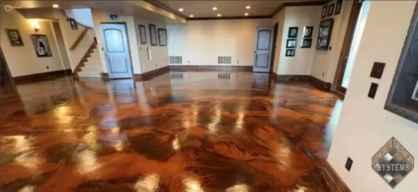 Walnut and amber acid stained basement service